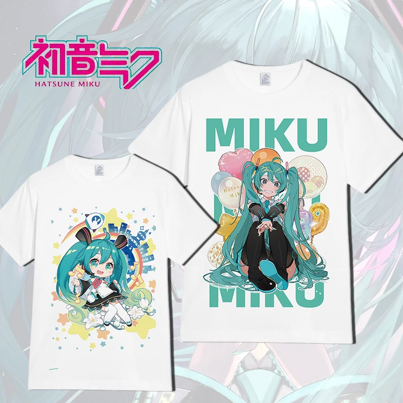 

Аниме Kawaii Hatsune Miku двухмерный узор «сделай сам» новые стильные хлопковые короткие рукава в летнем стиле подарки на день рождения для подростков