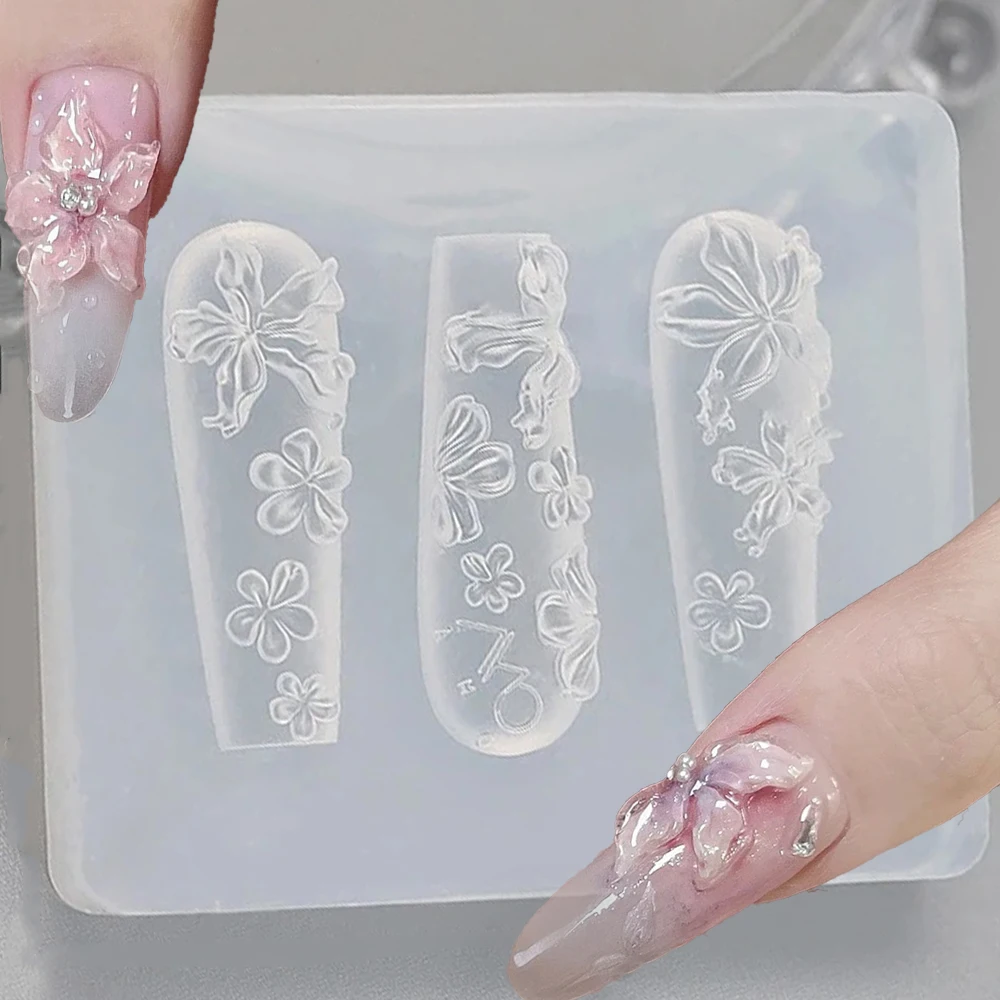 

Silicone Flower Butterfly Nail Carving Mold 3D Stamping Plate Nails Stencils DIY UV Gel Manicure Tools Nail Art Enthusiasts