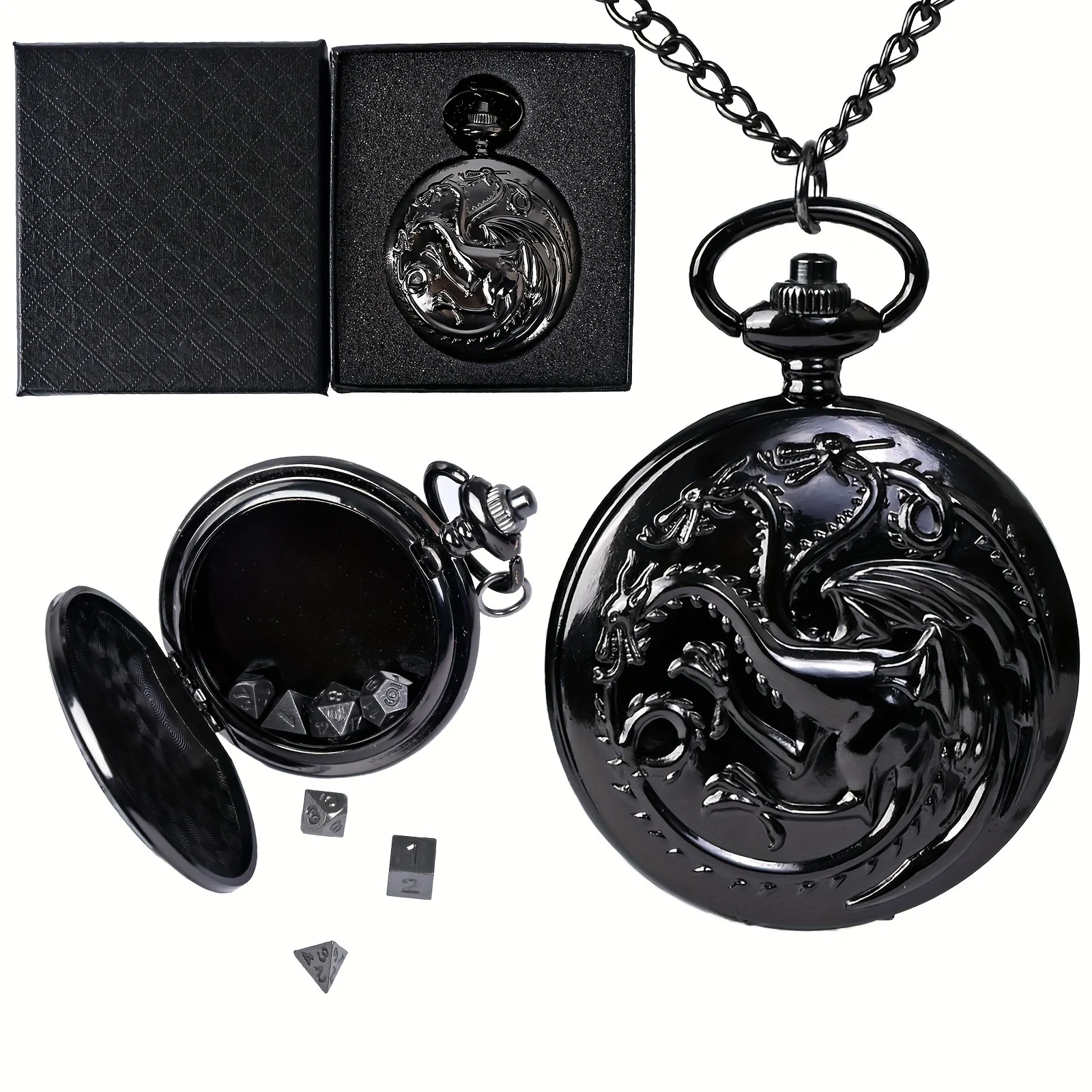 7pcs DND Mini Dice Set With Pocket Watch Shell Portable Polyhedral Metal Dice Perfect for Dungeons and Dragons Card Board Game