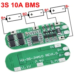 Lithium Battery Charger Protection Board, Li-ion Cell Charging, equilibrado, 3S, 10A, 12V, 11.1V, 12.6V, 18650