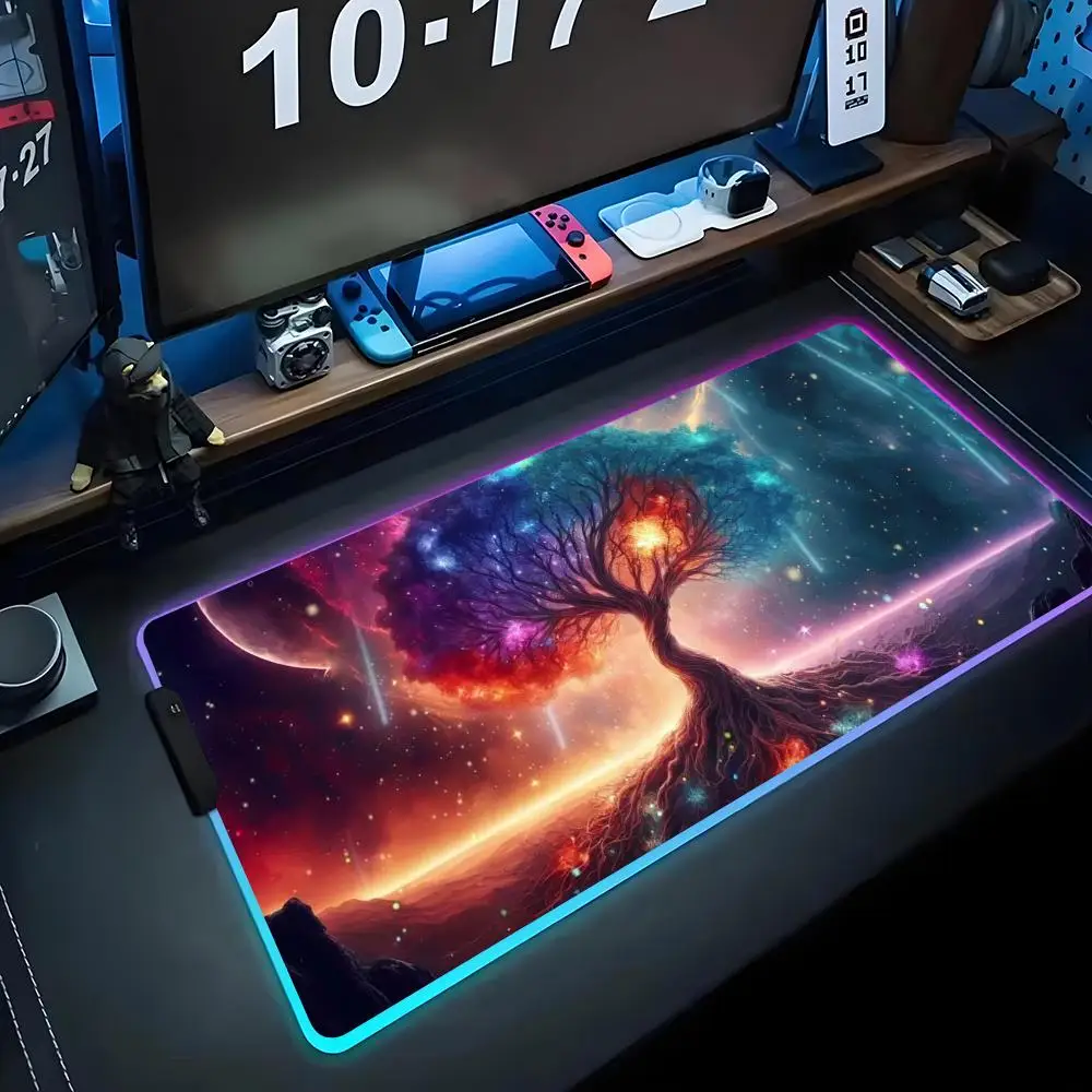 

life tree Mouse Pad RGB Gaming Mousepad Big LED Pad PC Desk Mat Luminous Mouse Pad Large Keyboard Mats Table Rug With Backlit