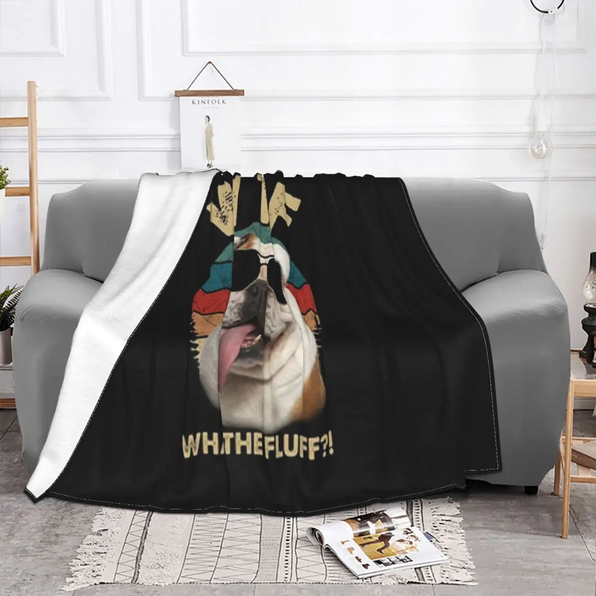 Bulldog Wtf What The Fluff Vintage Womens Interested Hot Sale Normal Original Graphic Letter Women Steampunk Throw Blanket