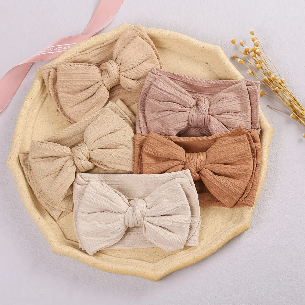 5 Colors Cable Bow Baby Headband for Child Bowknot Headwear Cables Turban for Kids Elastic Headwrap Baby Hair Accessories