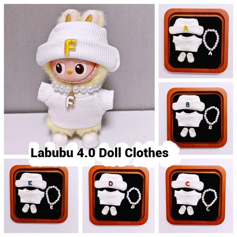Solo para ropa de muñeca Labubu, conjunto de ropa para muñeca 4,0 de cuarta generación, conjunto de 4 piezas de ropa para muñeca para reemplazo sin muñeca
