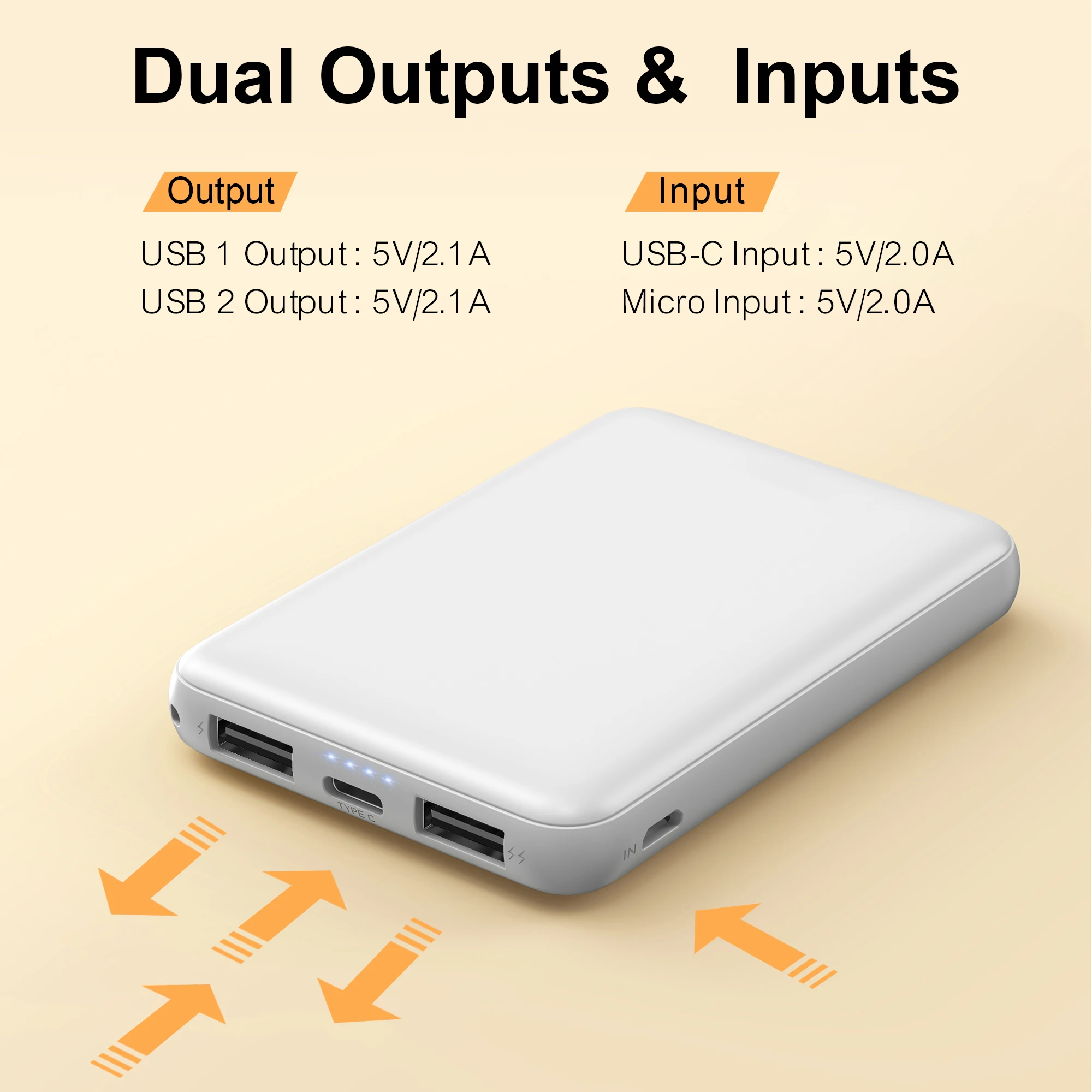 Mini cargador portátil Power Bank de 6000 mAh,