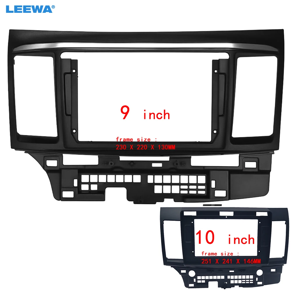 LEEWA Car Stereo Audio 2Din Fascia Frame Trim Kit for Mitsubishi Lancer EX 9