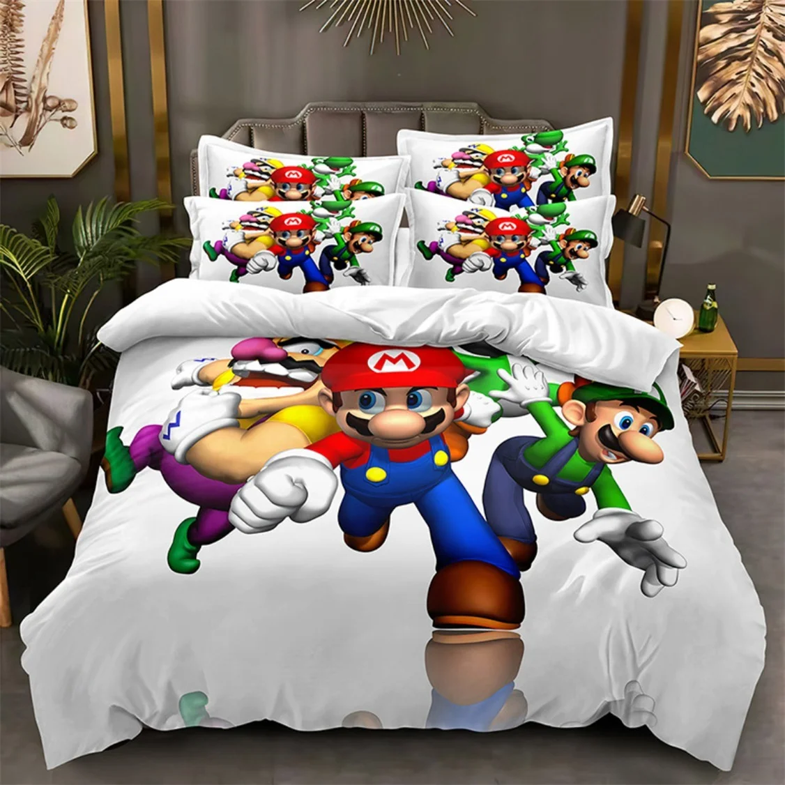 Game Characters Super Mario Bedding Set,Mario Bros Duvet Cover Friend Children Boys Girls Kids Hoilday Gift