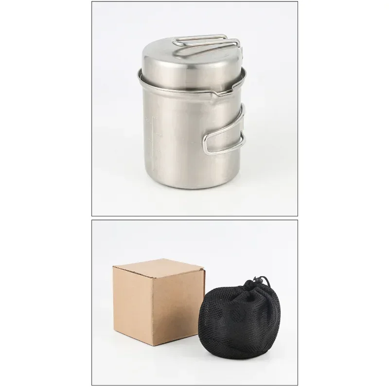 Outdoor Backpacking Pot Hiking Picnic Camping Firewood Stove Set 1/2/3pcs Stainless Steel Cooking Kettle+Storage Bag