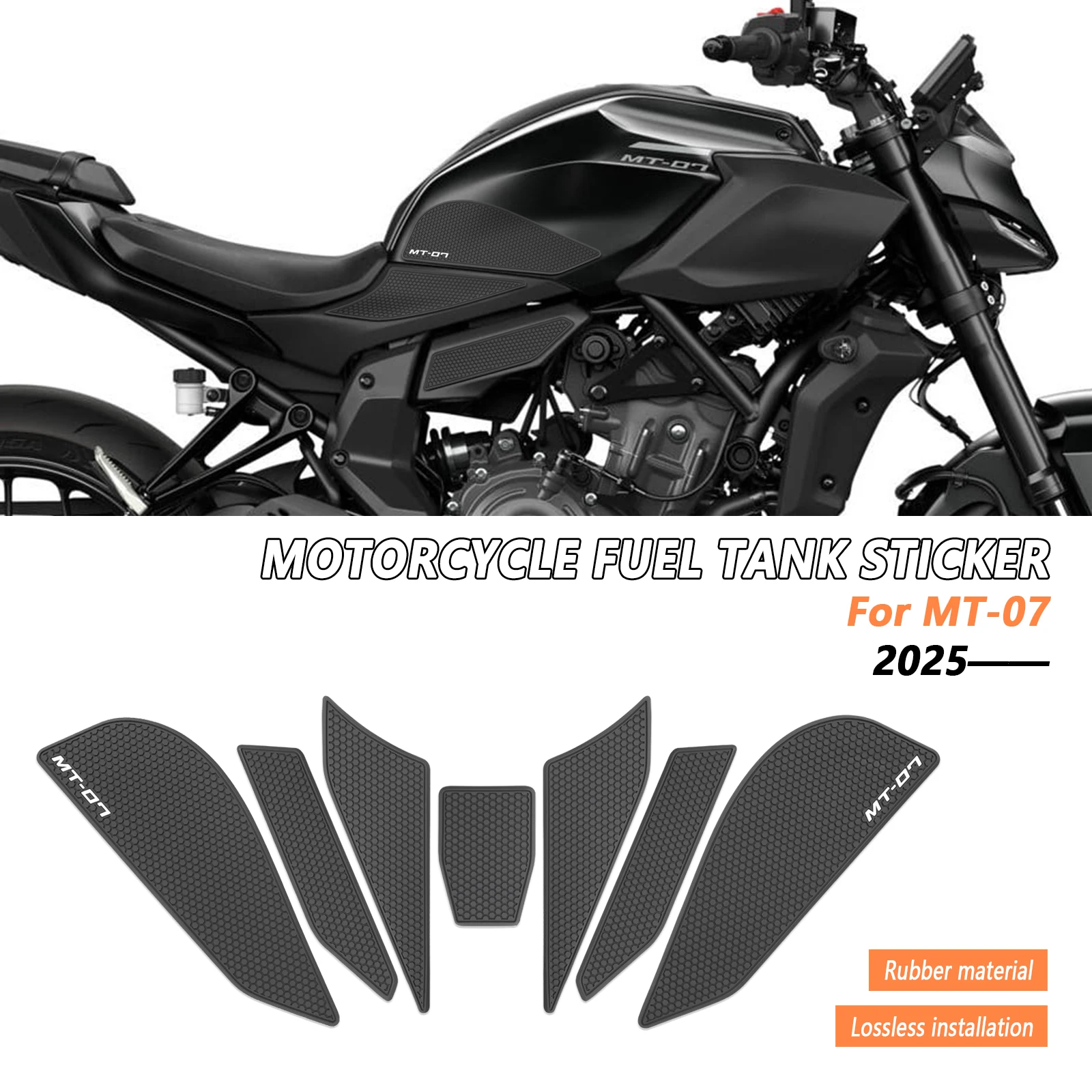 

Motorcycle Anti-scratch Rubber Oil Tank Protection Sticker Decals Tank Pad Side Protectio For Yamaha MT-07 MT 07 2025-