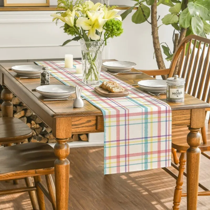 New Hot-selling Simple Line Plaid Printed Table Runner for Home Kitchen Tablecloth Holiday Party Decoration Ritual Tablecloth