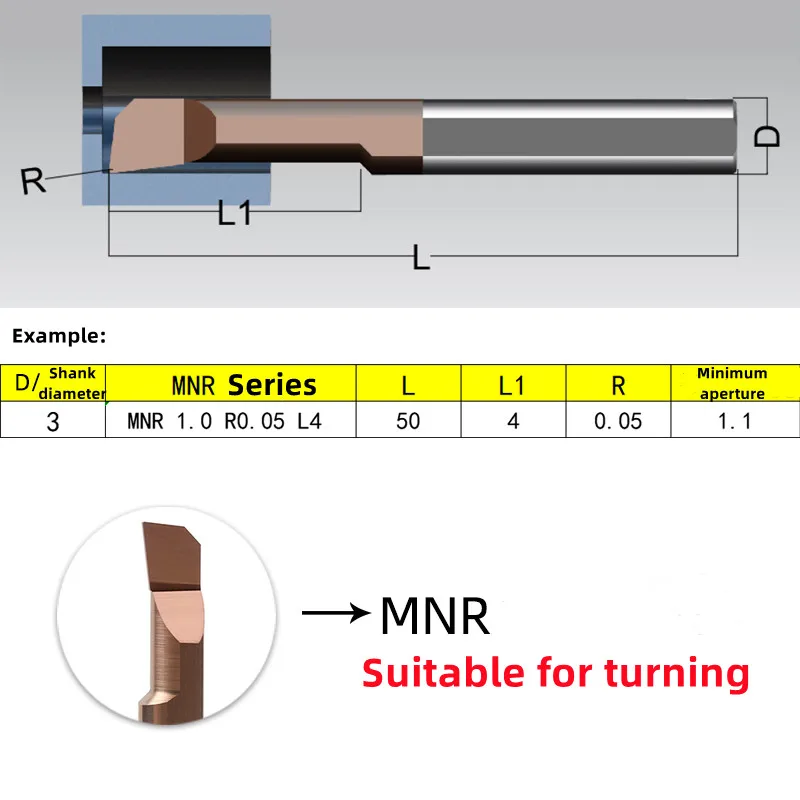 1PC MNR1.0 MNR1.2 MNR1.4 MNR1.5 MNR2 MNR3 MNR4 MNR5 MNR6 MNR8 Small Diameter Inner Hole Boring Tool  CNC Lathe Micro Boring Bar