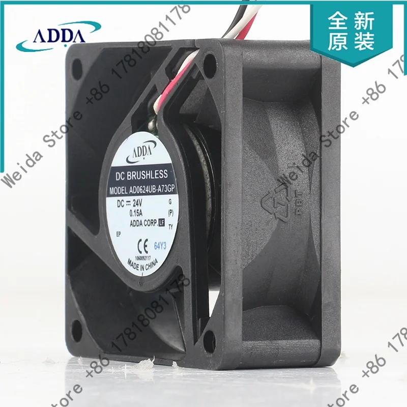 Cooling fan ADDA 12V 48V 6025 6CM 60X60X25MM DC 24V 0.15A double ball bearing low noise inverter three-wire AD0624UB-A73GP