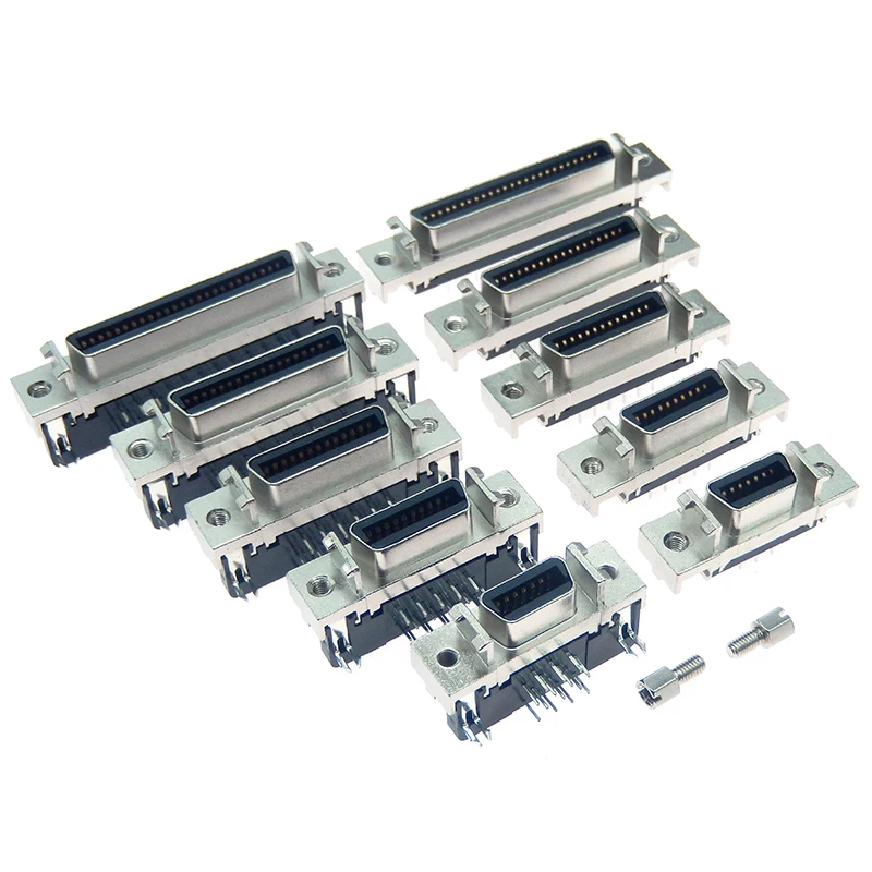 1pcs SCSI CN Slot Socket Welding Plate - 14/20/36/50Pin Female Connector, Straight/Right Angle for Industrial Equipment