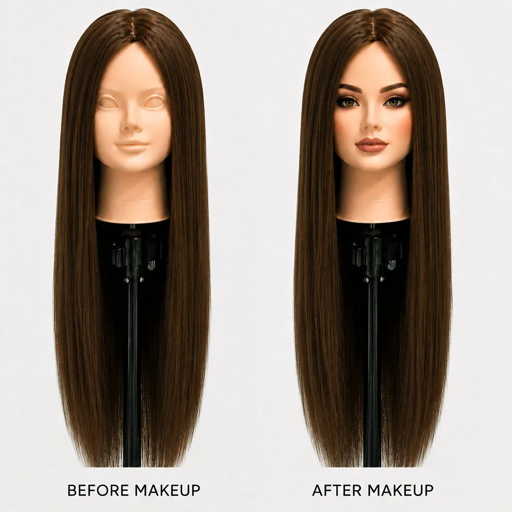 Practice Hair Mannequin Head for Hair Styling 26 inch Makeup Cosmetology Head Female Mannequin Head
