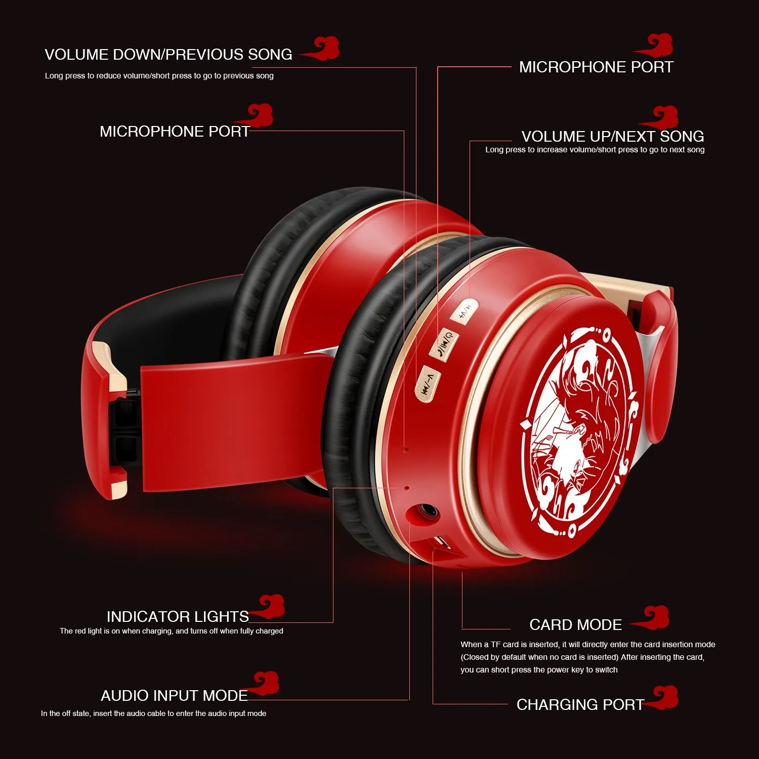 سماعات بلوتوث شعبية جديدة سماعة رأس ستيريو سماعات أذن أصلية لاسلكية لعبة تنكرية مع MP3 FM وميكروفون هدية للطلاب