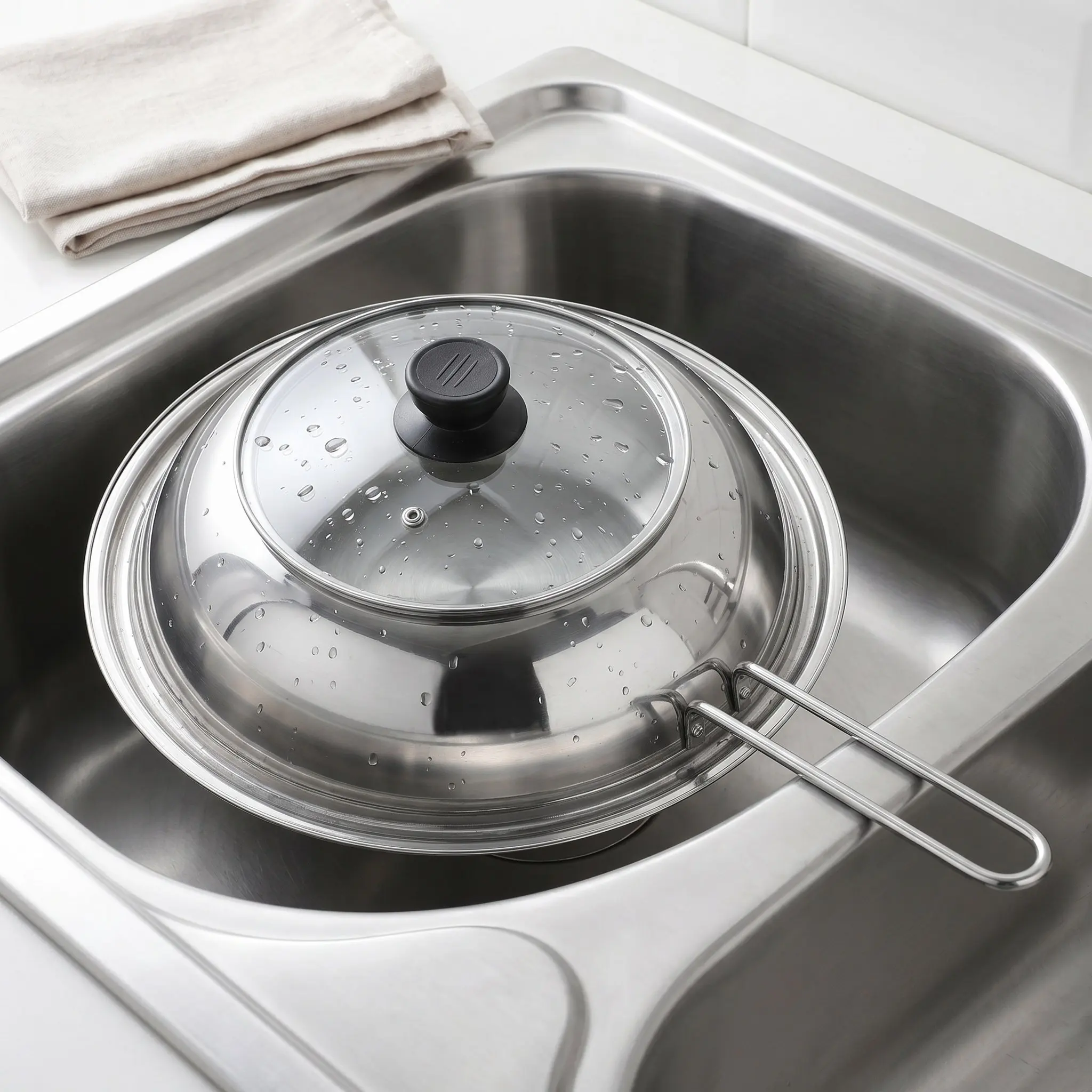 Stainless Steel Splatter Guard Transparent Tempered Glass Lid Heat Resistant Pan Cover Hanging Kitchen Cooking Splatter Shield