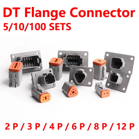 5/10/100set Deutsch Waterproof Connector With Fixed Flange Plug DT04-2P-L012 DT04-4P-L012 DT04-6P-L012 DT04-8P DT04-12P-L012
