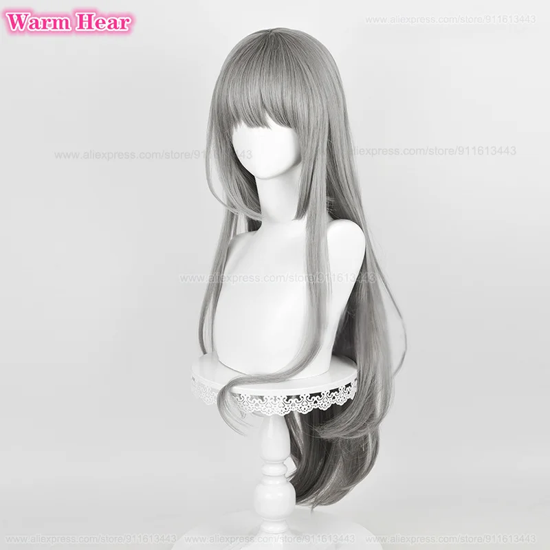 Bkornblume Cosplay Wig Game Long 85cm Gray Gradient Wigs Cosplay Anime Wig Heat Resistant Synthetic Wigs + Wig Cap