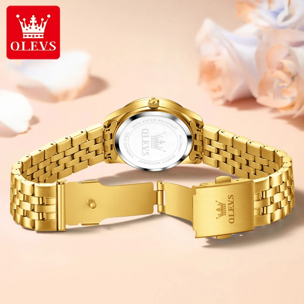 OLEVS 3629 Women Watch Luxury Quartz Watch Watchband White Diamond Round-dial Wristwatch Calendar Luminous Function Watch