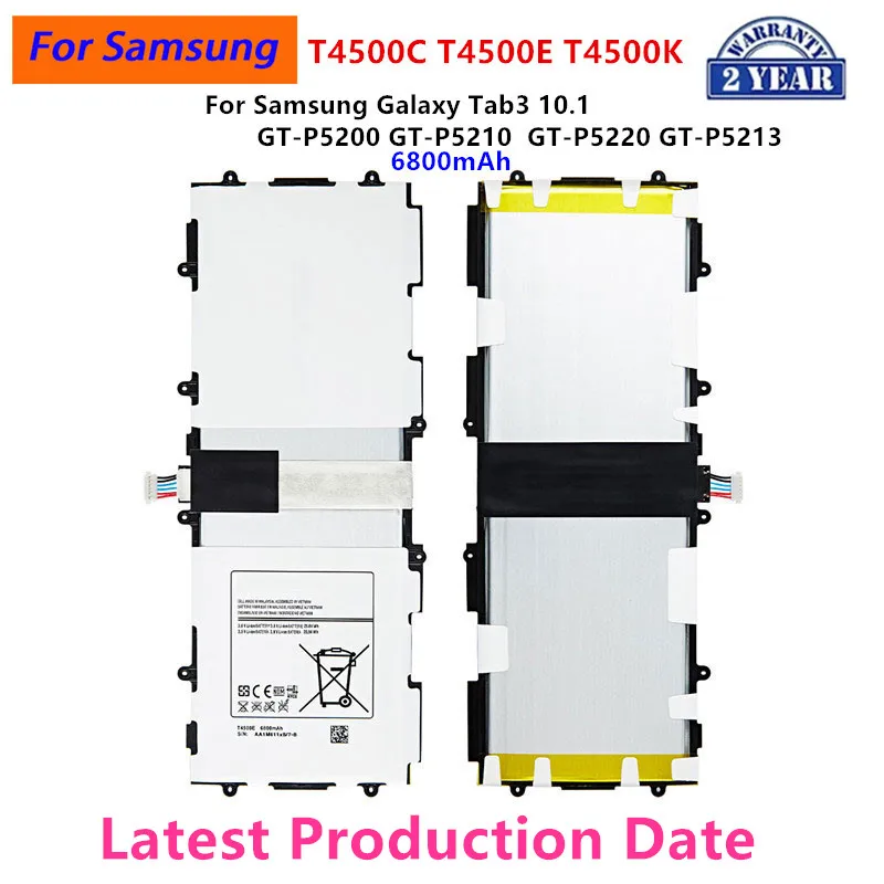 ยี่ห้อใหม่แท็บเล็ต T4500C T4500E T4500K แบตเตอรี่ 6800mAh สําหรับ Samsung Galaxy Tab3 P5200 P5210 P5220 P5213 แบตเตอรี่