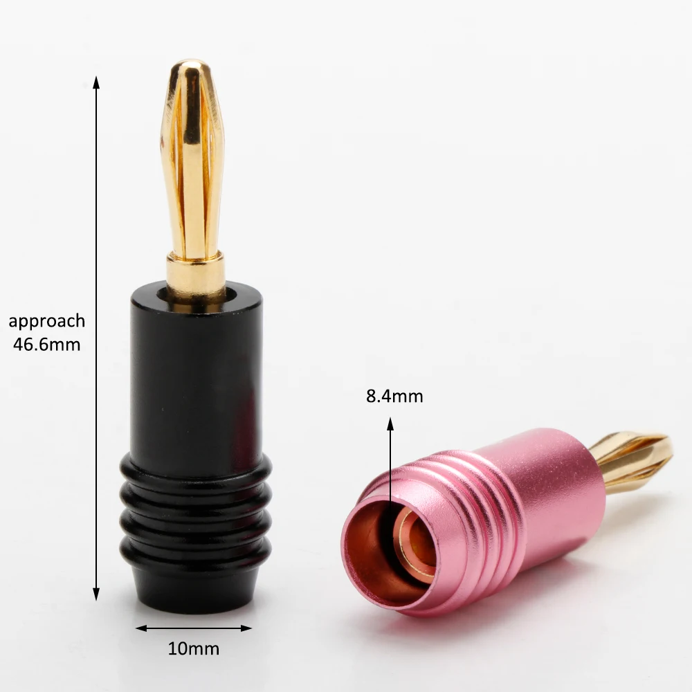 Cavo per altoparlante audio HiFi Connettore a banana Spina a banana rosa/nera placcata oro per amplificatore fai da te Cavo per altoparlante audio 4 pezzi