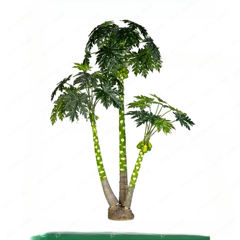 Large Imitative Tree Papaya Fake Trees Green Plant Bonsai Landscape Bionic Floor Plant Decoration