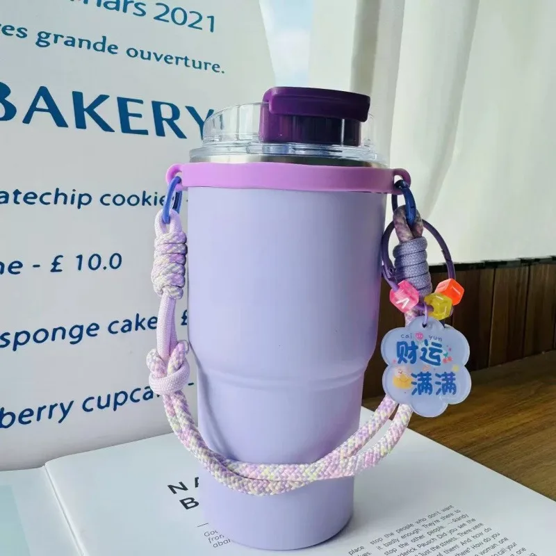 For Stanley Tumbler Strap Cup Accessories Universal Suitable For 6-10cm Cup Mouth Purple Braid Portable Hand Lanyard Cup Holder