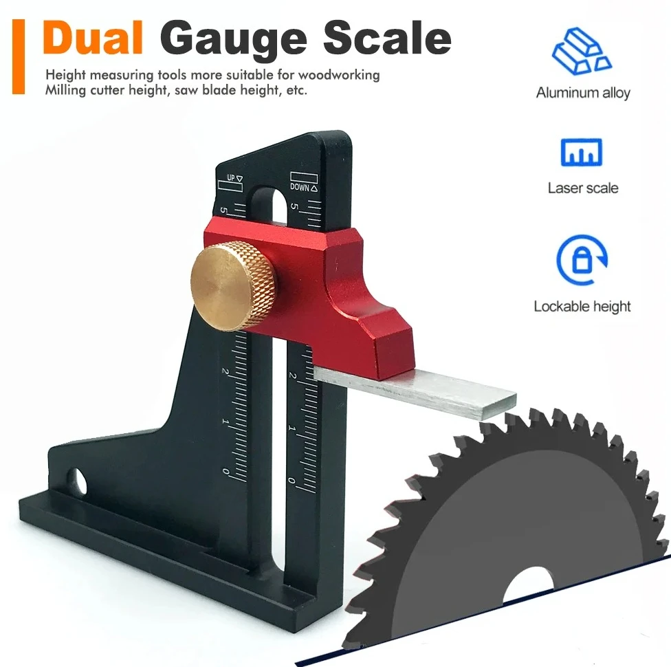 Precision Height & Depth Gauge Ruler, Trimming Machine & Table Saw Adjustment Tool, Woodworking Measuring Instrument