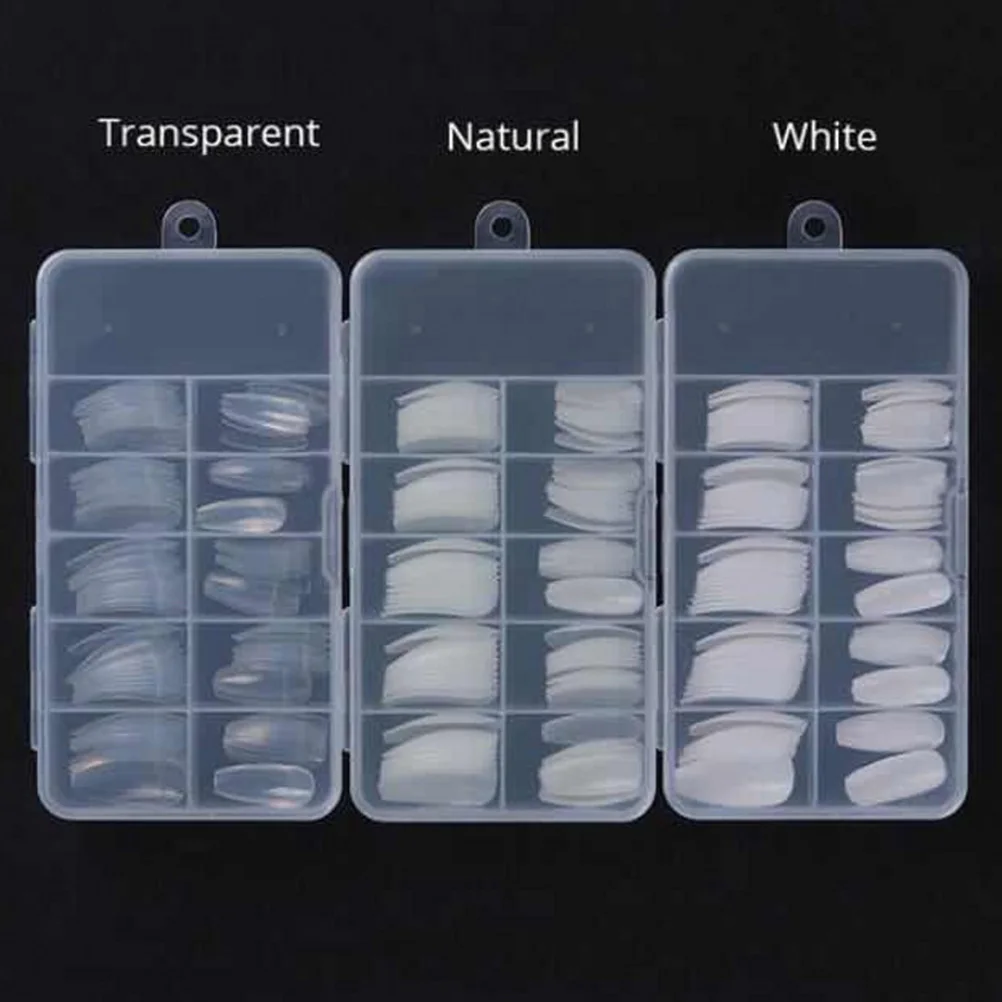 

100pcs Boxed Fake Nails Half Stick Ballet Style Clear Durable Acrylic False Manicure Tips Lightweight