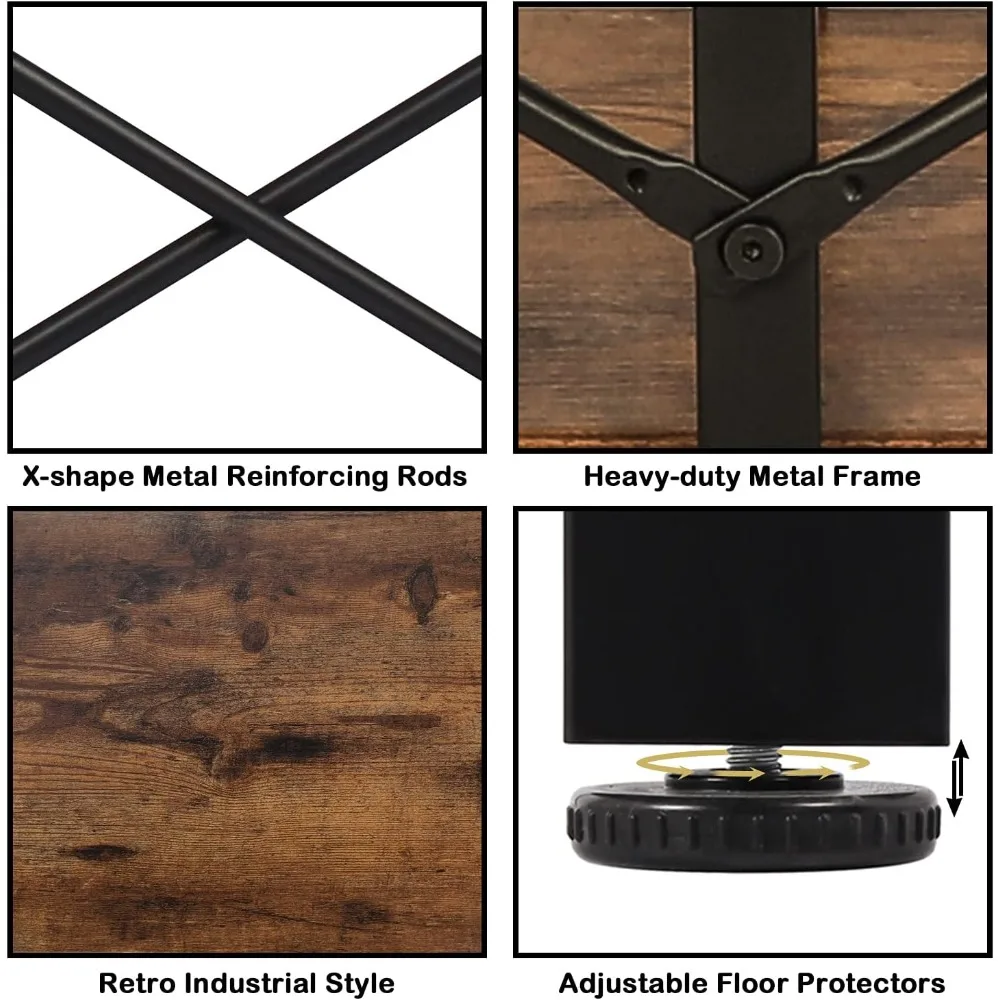 Industrial-Style Entryway Console Table with 3-Tier Open Shelves for Living Room and Entryway Storage