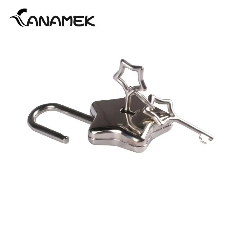 1PCS Security Key Lock With Key Mini Star Shape Archaize Padlocks Locker Luggage Bag Lock