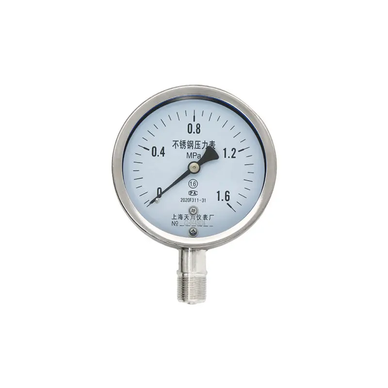 Y-100BF Stainless Steel Vacuumatic Pressure Gauge 0-1.6mpa Water Pressure-0.1 Barometer High Temperature Gauge