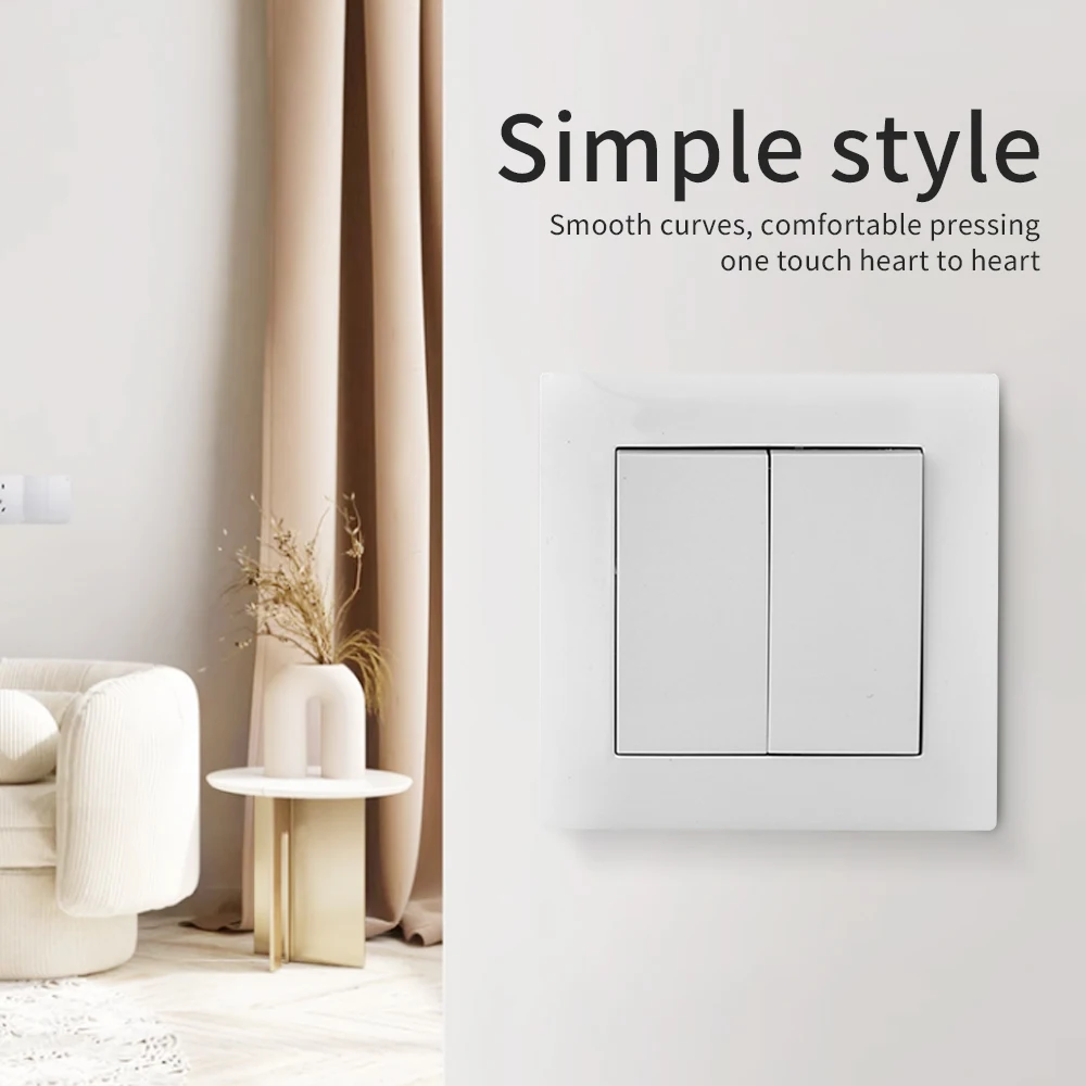 الأبيض زر مفتاح الإضاءة الكلاسيكية لهب التيار المتناوب 2 عصابة 1 طريقة الاتحاد الأوروبي القياسية رذاذ لوحة بلاستيكية الجدار الروك التبديل تشغيل/إيقاف الطريق