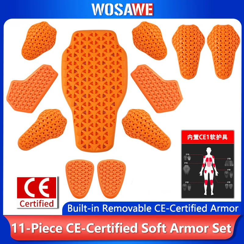 WOSAWE Motorcycle Armor Pads CE Knee Hip Protectors Soft Inserts for Riding Jacket Pants Replacement
