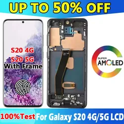 갤럭시 S20 용 AMOLED LCD 디스플레이 디지타이저 어셈블리, 갤럭시 S20 5G LCD SM-G981B G981U 교체 터치 스크린, 6.2 인치