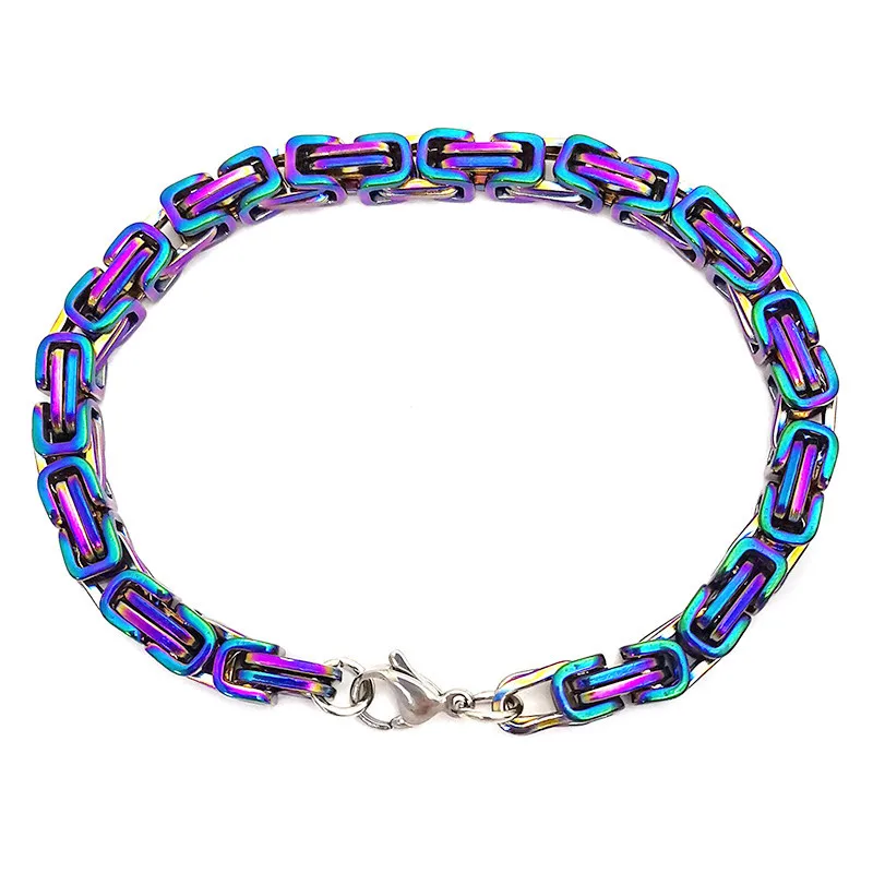 CRUCIO Fashion Colorful Byzantine Emperor Chain Bracelet Men Women High Quality Stainless steel Vintage Jewelry Emo Classic DIY