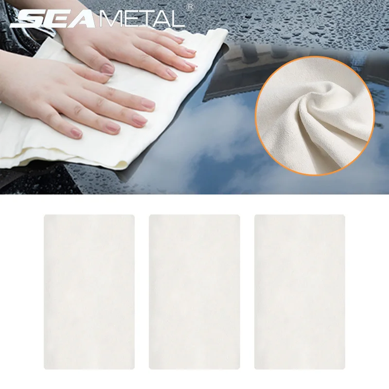 SEAMETAL Natural Chamois Car Cleaning Towel Suede Deerskin Cloth Quick Dry Wash Towel Super Absorbent Rags for Car Wash Care