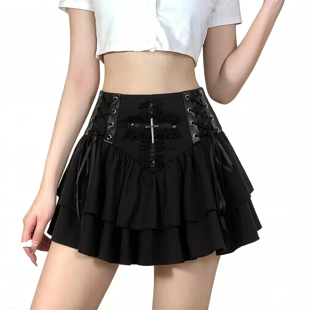 Plaid Goth High Waist Skirt for Youth Girls Japanese College Style Slim Fit Lolita Cosplay Y2k Pink Female Skirts
