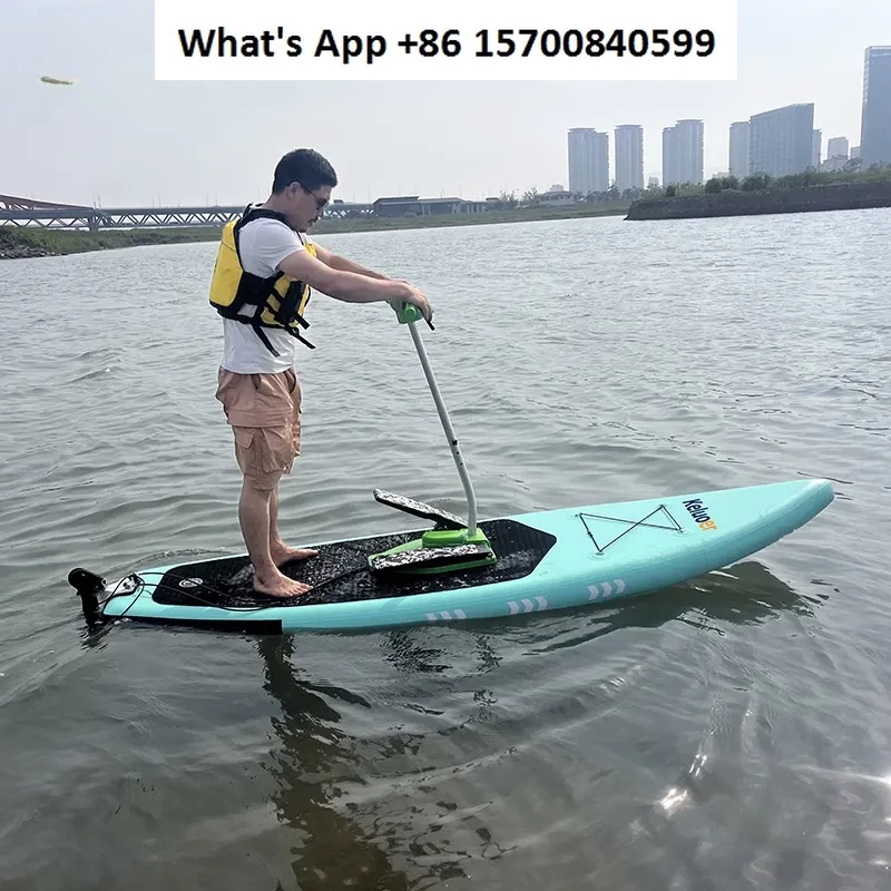 1 Stand-up inflatable water surfboard Foot pedal drive system Pedal boat SUP board Drifting fishing Paddle board