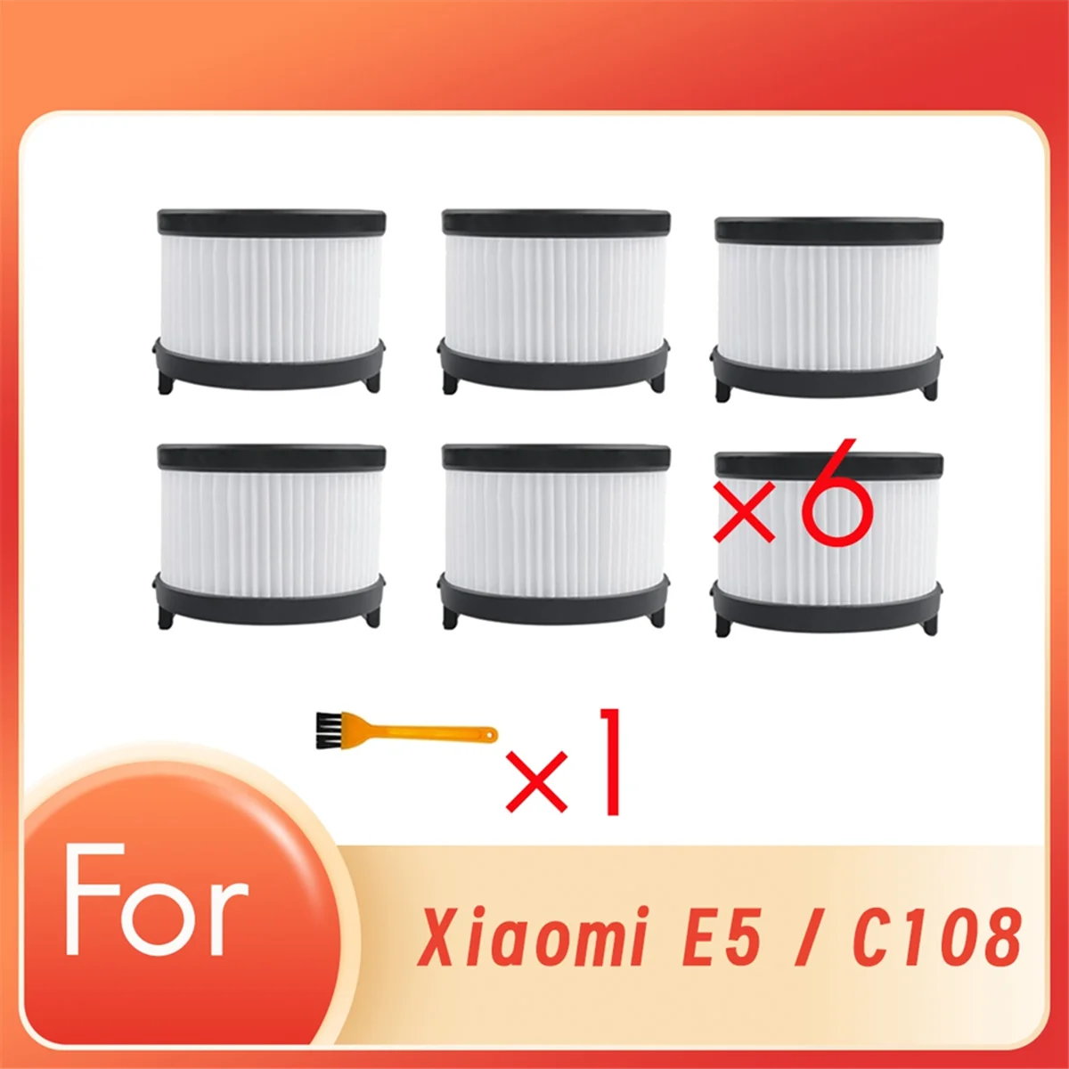 6 Pcs Rear Filter with Clean Brush for Levoit Vortexiq 40-Rf Home Cleaner Filter Cleaner Parts Replacement