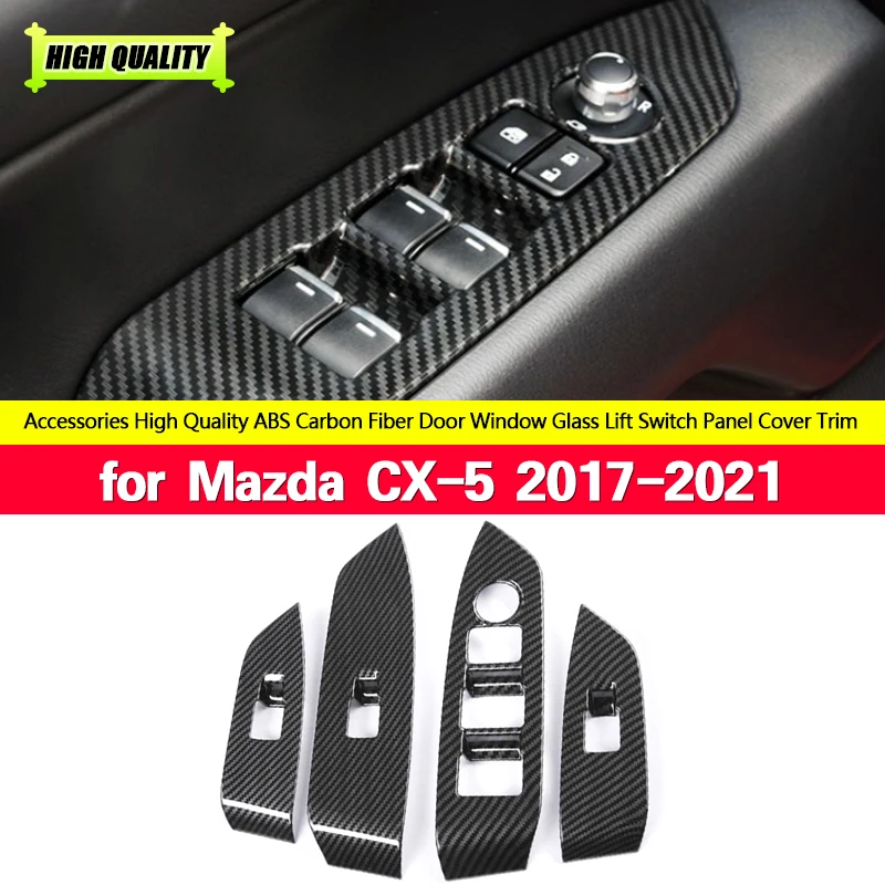 

Car Accessories For Mazda CX-5 CX5 KF 2017-2020 2021 Interior Carbon Fiber Window Lift Switch Cover Trim Inside Armrest Frame