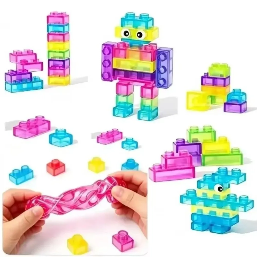 Soft Jelly Jelly Building Blocks Rubber Stackable Squishy Building Blocks Transparent Flexible Soft Jelly Blocks Teens