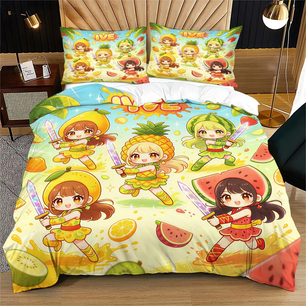 Fruit Theme Cartoon Girls Print Duvet Cover Set Comforter Cover Bedding Set No Filler Summer Teen Bedroom Decor