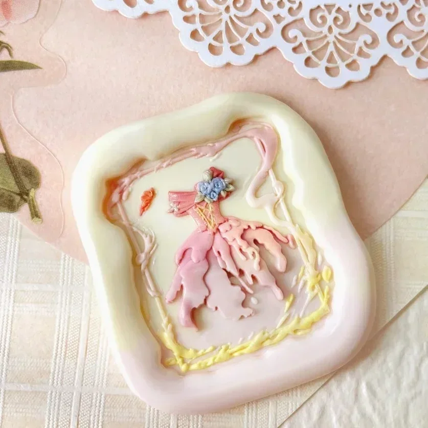 Fire Seal Stamp Head Alice Dream Ice Cream Lotus Multi-layer Handmade Diy Embossed Stamp Toy Copperhead Invitation Envelope Seal