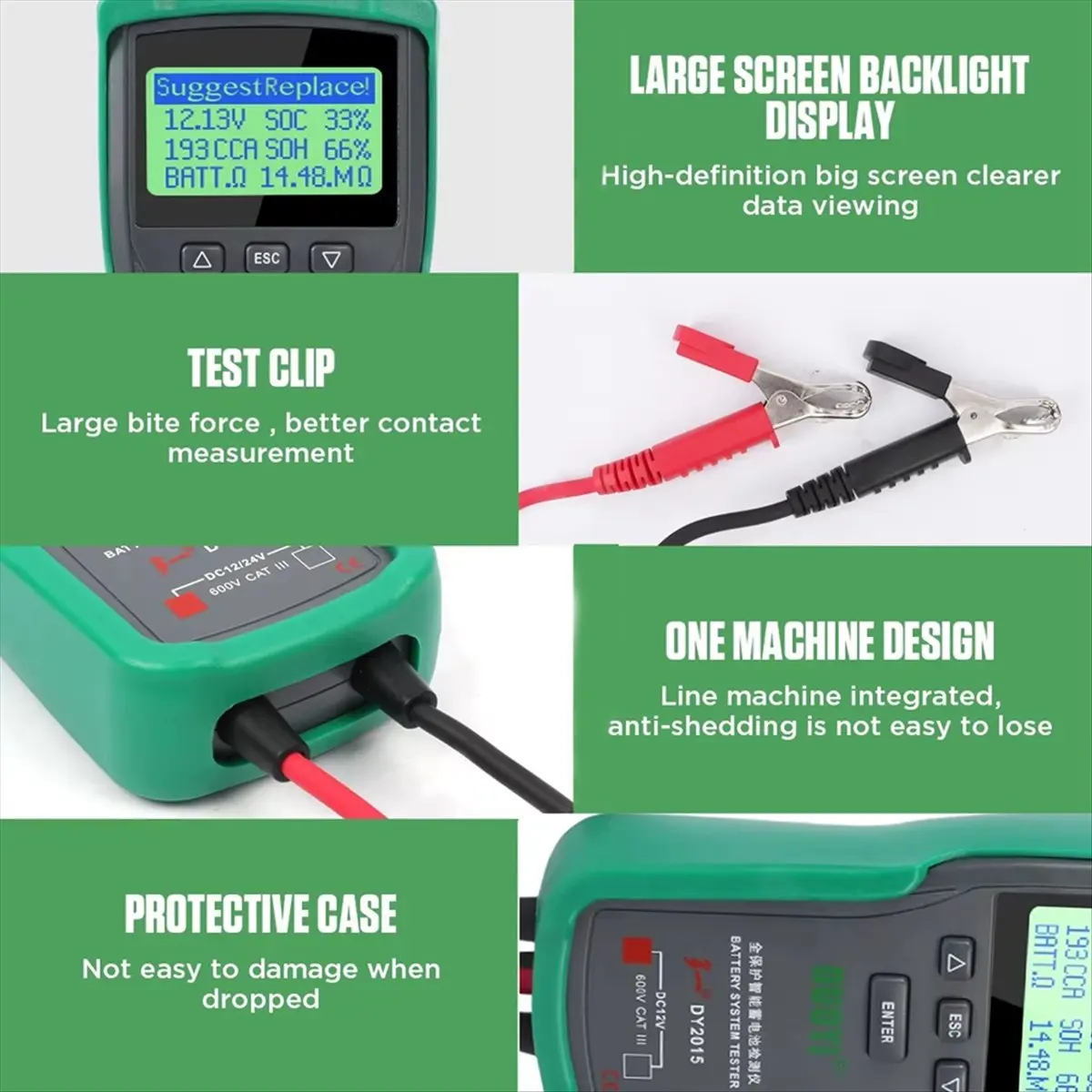 CH◆☆§ 12V Car Battery Tester Digital Auto Load AC Battery Tool Automotive Starting Type Lead-Acid Batteries Analyzer DY2015~HOT