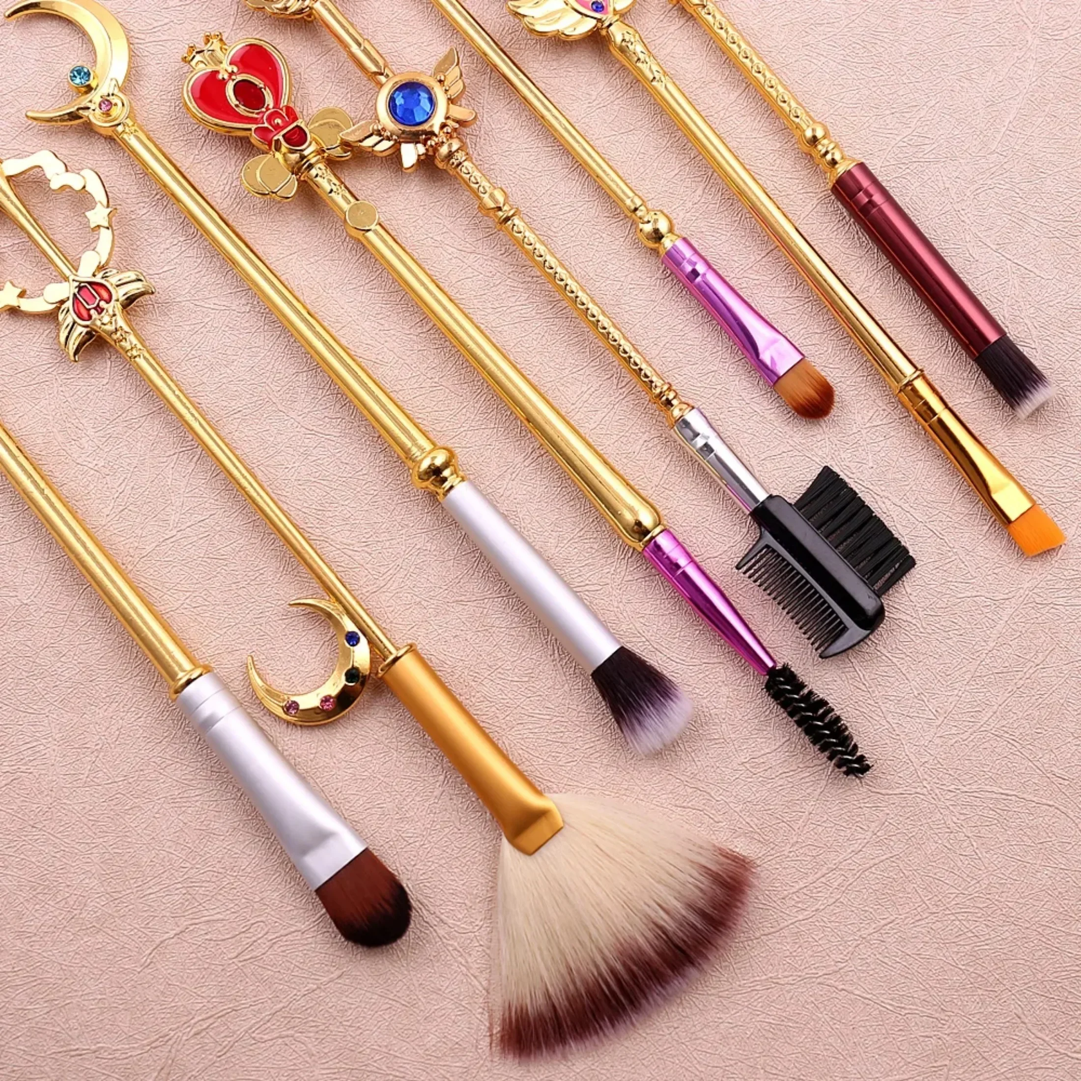 Sailor Moon-Juego de brochas de maquillaje para mujer, varita para Base, colorete, sombra de ojos, cosméticos, 8 unidades por Set