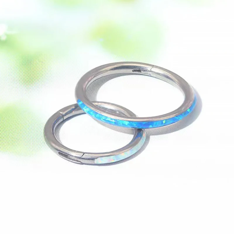 New Steel  Septum Piercing Nose Ring 8-10mm Opal Hinged Segment Clicker Ear Cartilage Earrings Helix Lip Piercing Body Jewelry