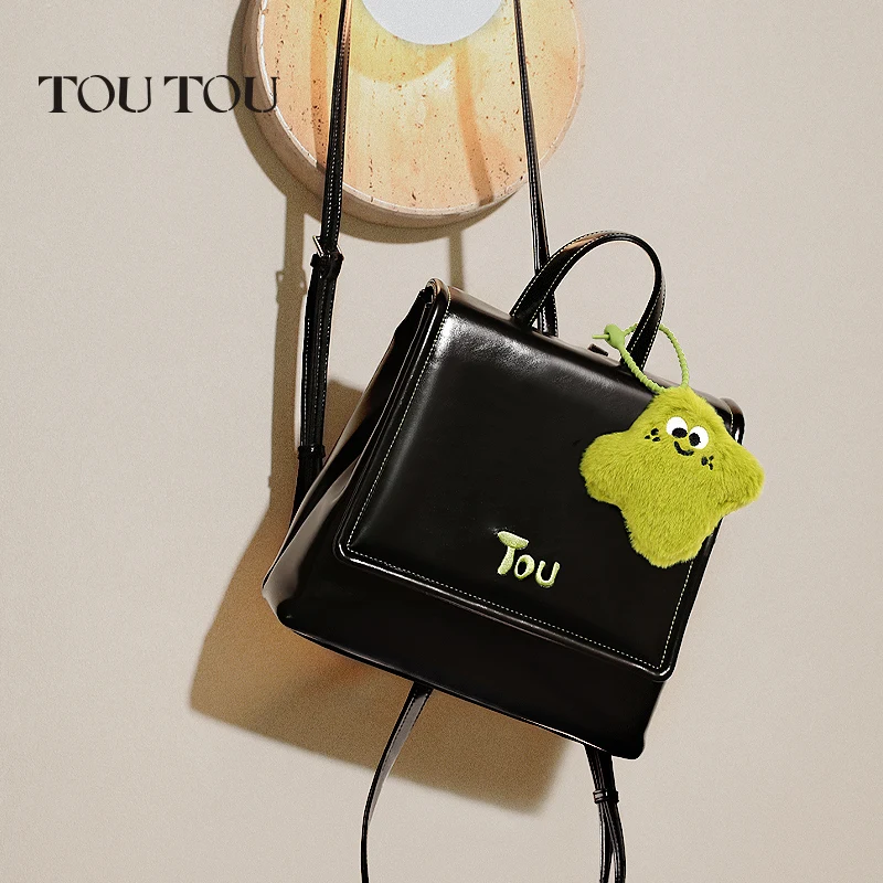 TOUTOU Women Backpack 2024 New Original Fashion Designer Large Capacity Handbag Single Shoulder Commuting PU Leather Bag