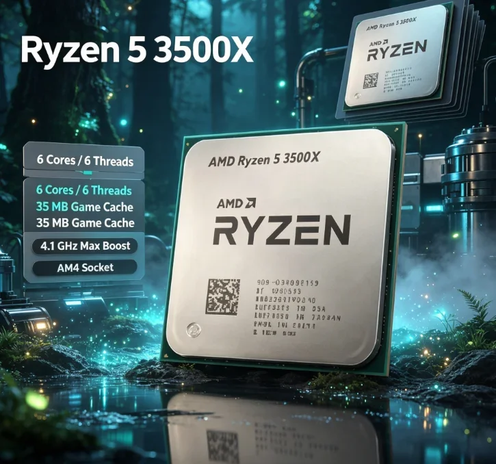 AMD R5 3500X Ryzen 5 3500X Zen2 Architecture 7nm Unlocked 6 Cores 6 Threads 65W Low Power AM4 Desktop Gaming Processor