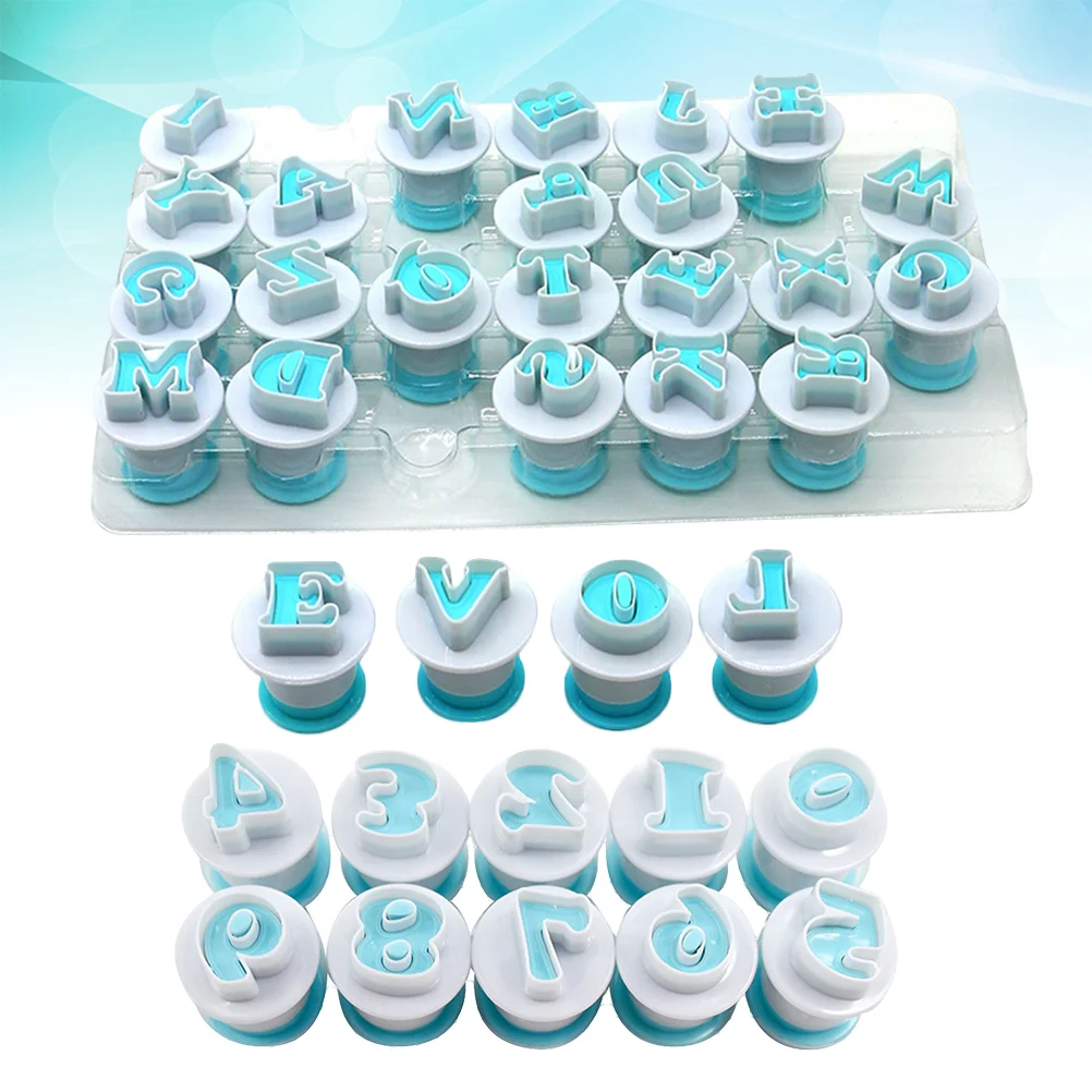 36 Pcs Plunger Embossed Mold Set 0 9 Numbers Uppercase Letters Baking Cookie Decorator Molds for Kitchen Barware